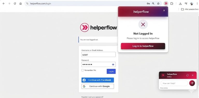 Log into helperflow